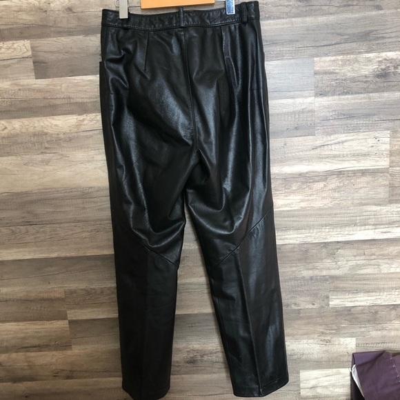 Vintage Black Leather Straight Leg Trousers Size 10 - Picture 8 of 9